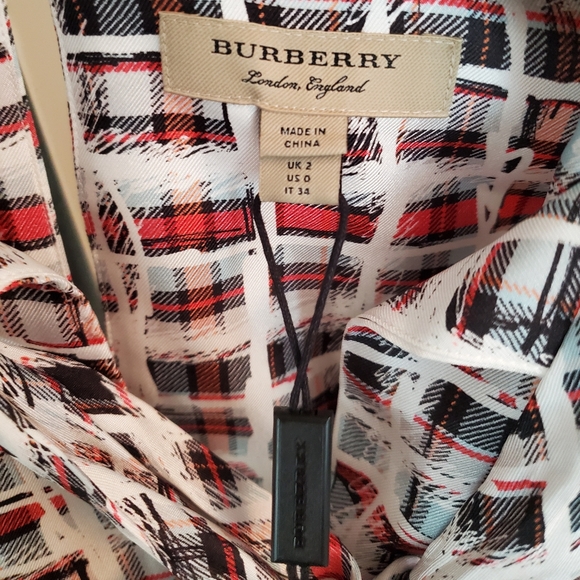 Burberry scribble check silk dress size 0 - Picture 2 of 15